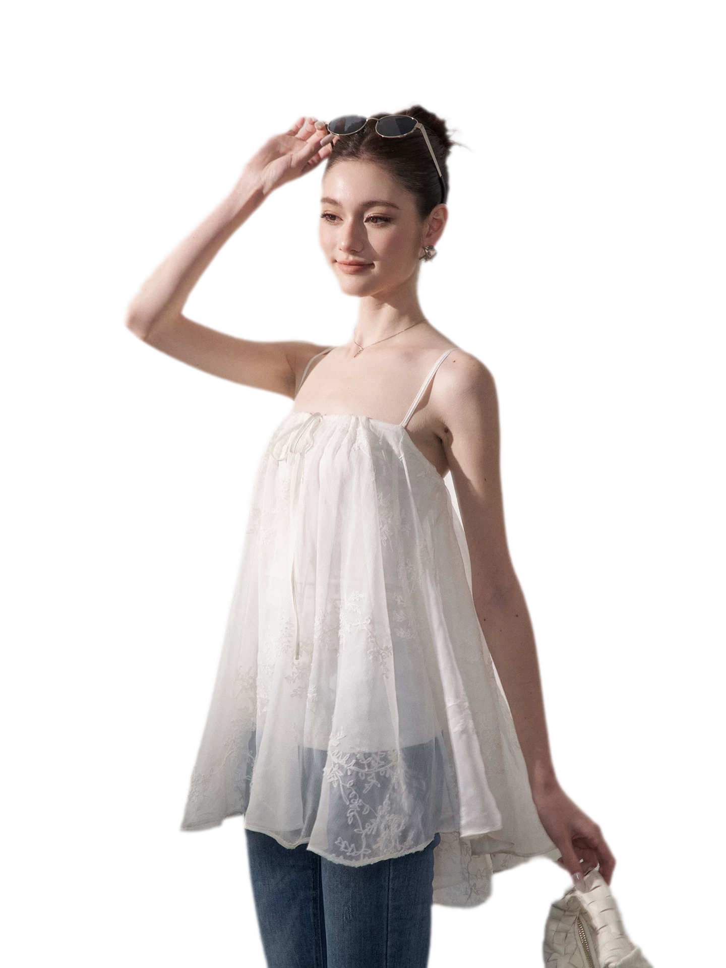 Ruched Tulle Camisole