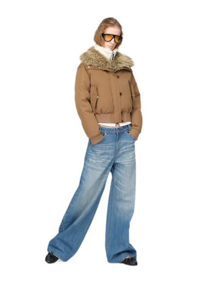 Washed Whisker Wide-Leg Jeans