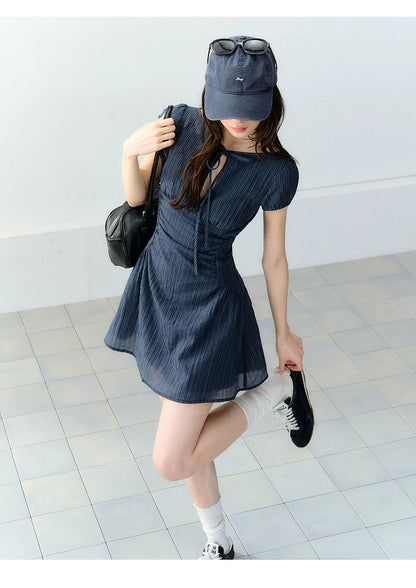 Vintage Embroidered Tie Waist Dress