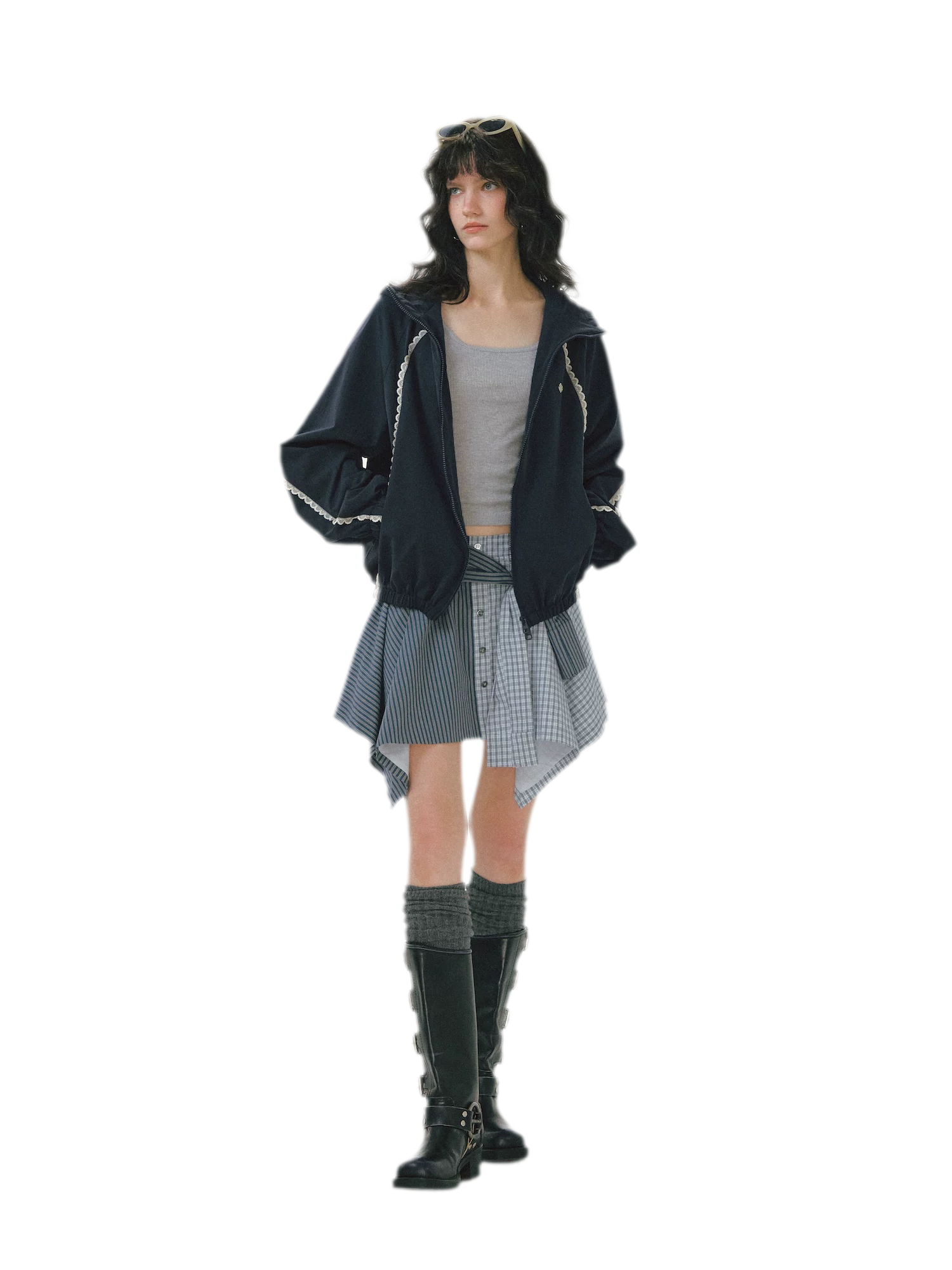 Lace Panel Hooded Jacket