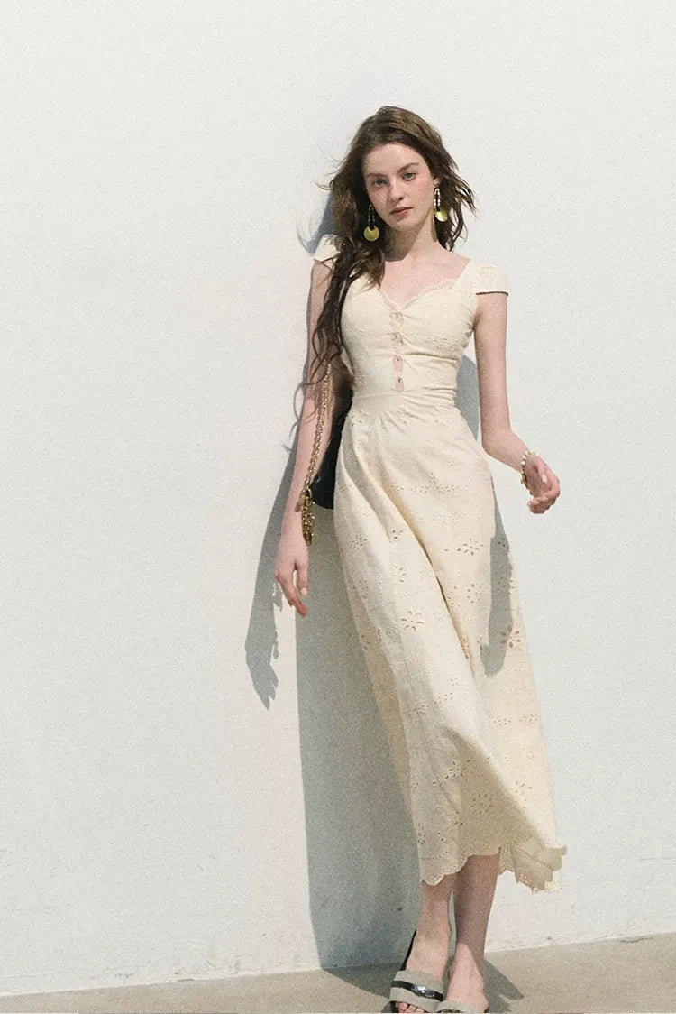Broderie Lace Midi Dress