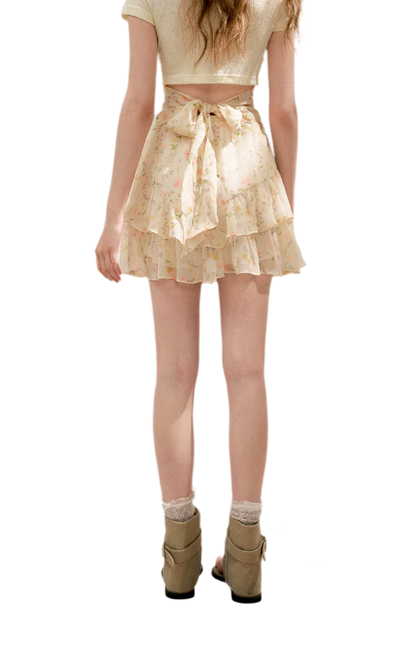 Romantic Chiffon Floral Short Skirt