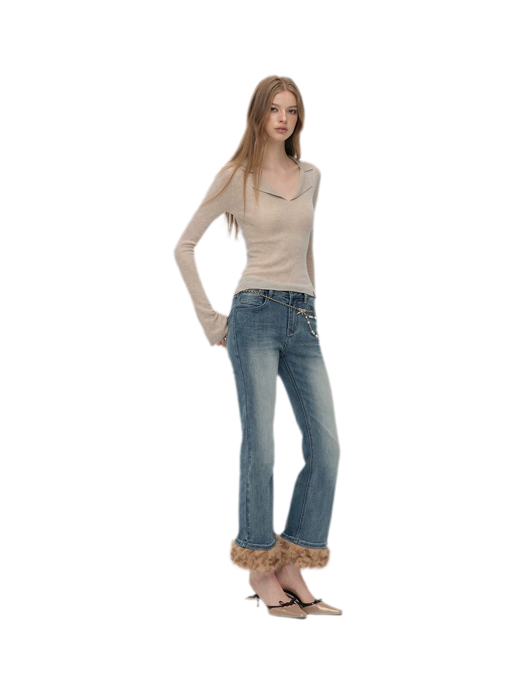 Wool Ribbed Polo Top