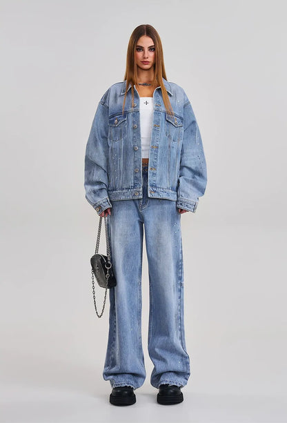 Cross Statue Wide Straight Jeans