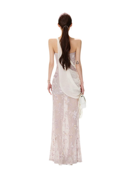 Flocked Floral Mermaid Dress