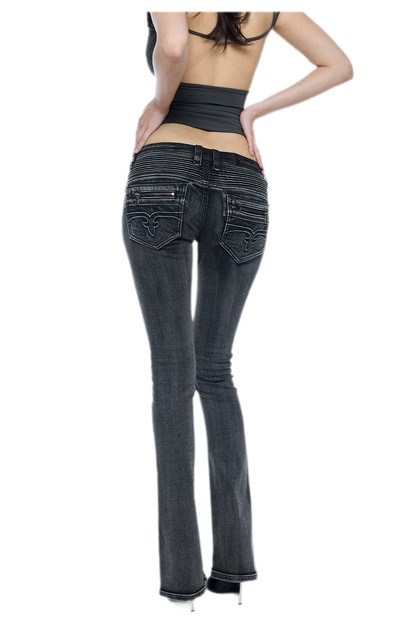 Washed Low-Rise Jeans