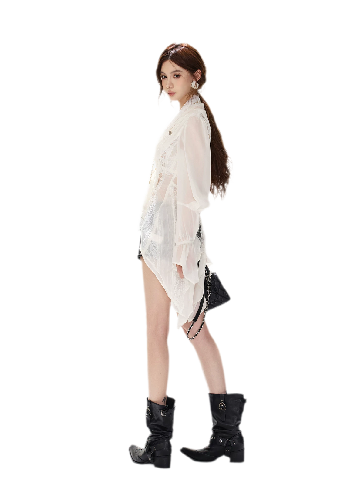 Lace Wrap Swallowtail Blouse