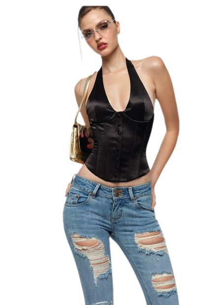 Satin Boned Halter Corset