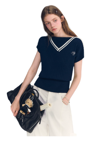 Contrast Trim Knit Top