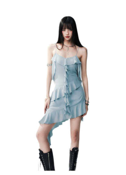Ruffled Asymmetric Cami Dress