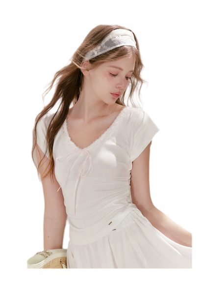Lace Trim Skort Set