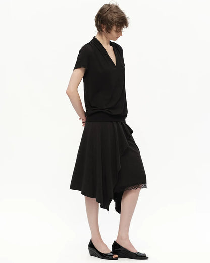 Lyocell Asymmetric Lace Skirt