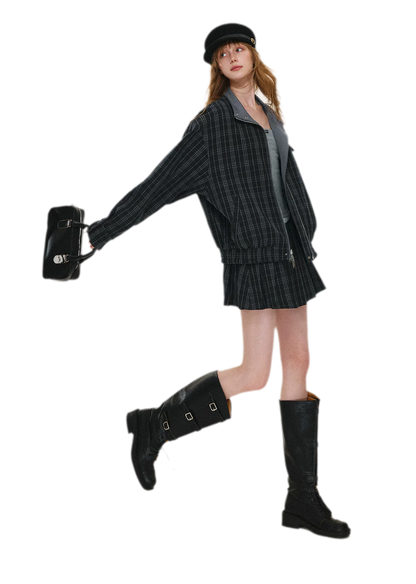 Reversible Plaid Boxy Jacket