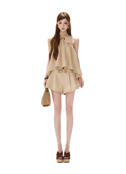 Halter Pleat Skort Set