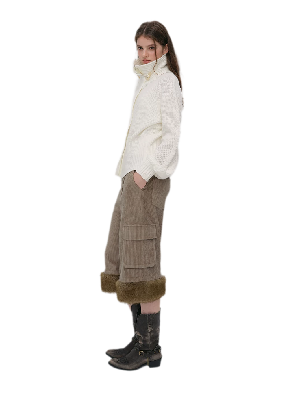 Waffle Knit Toggle Collar Cardigan