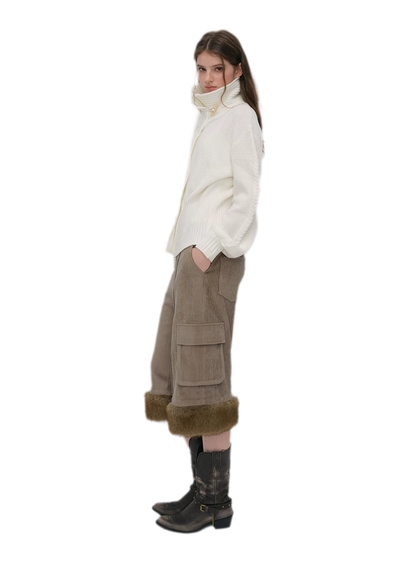 Waffle Knit Toggle Collar Cardigan