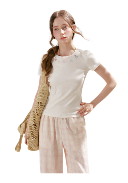 Linen Checkered High-Waist Wide-Leg Pants