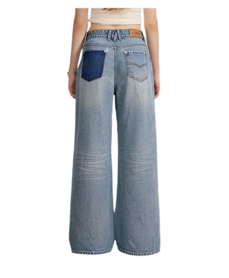 Rhinestone Pearl Wide-Leg Jeans