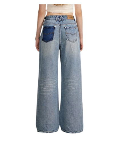Rhinestone Pearl Wide-Leg Jeans