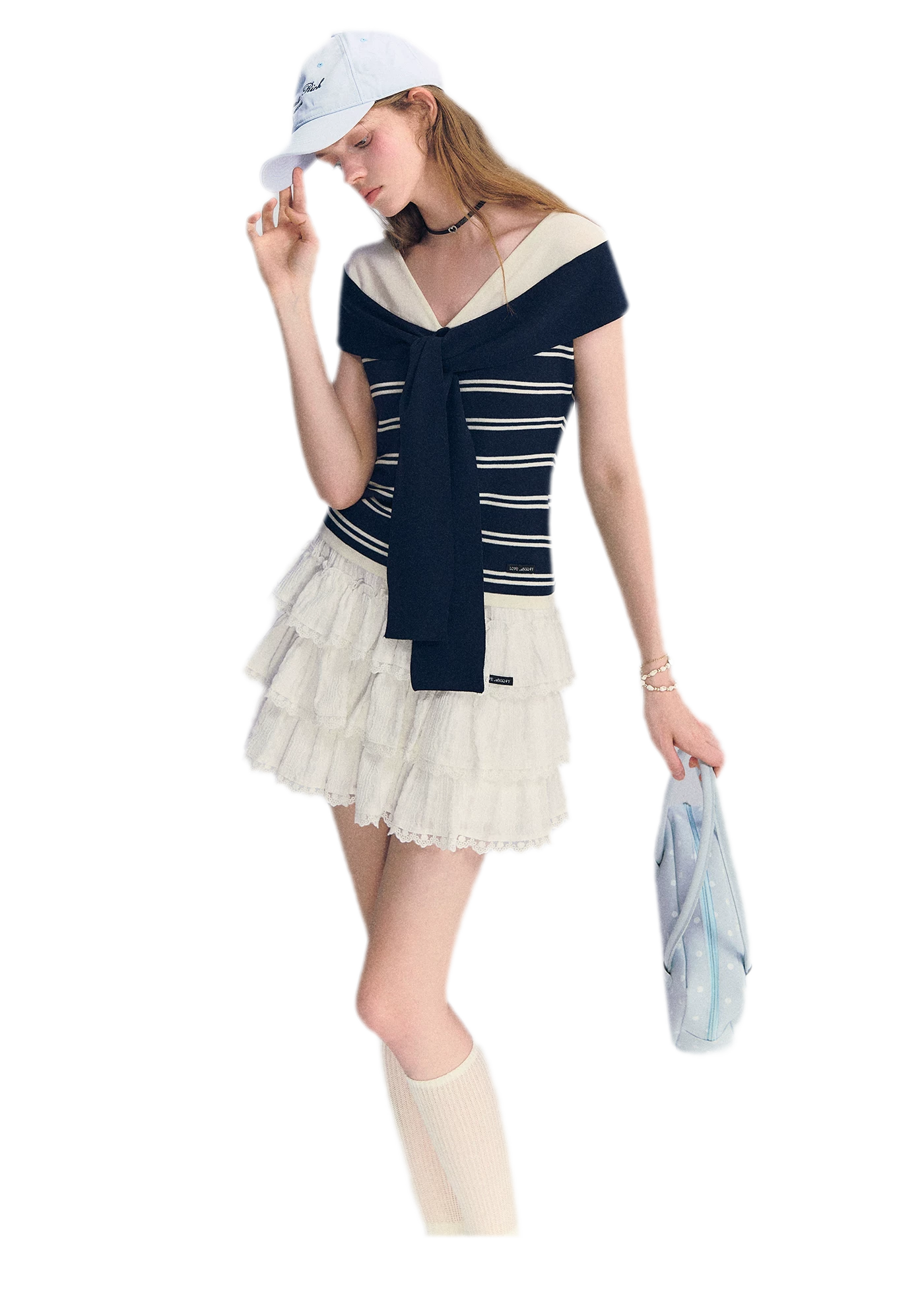 Colorblock Off-Shoulder Tee