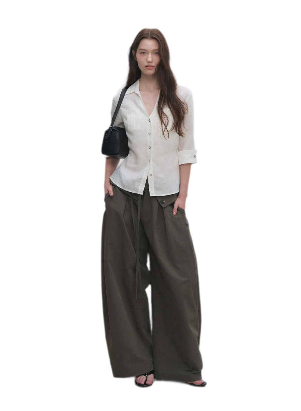Lyocell Pleated Wide-Leg Trousers