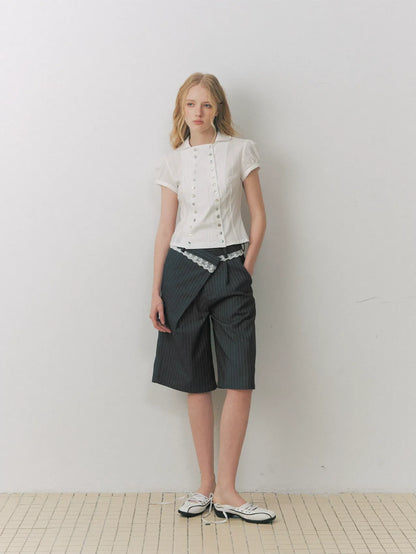 Shell Button Fitted Shirt