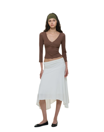 Crossfront Ribbed V-Neck Top