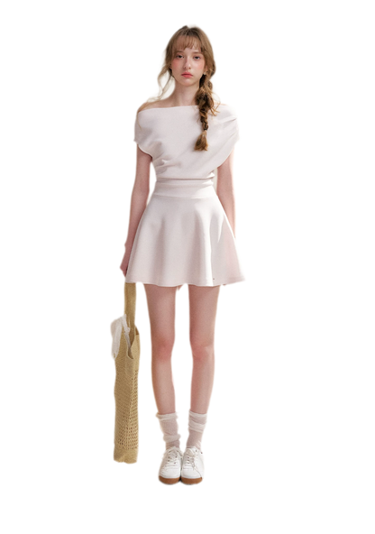 Romantic French Off-Shoulder Short Dress