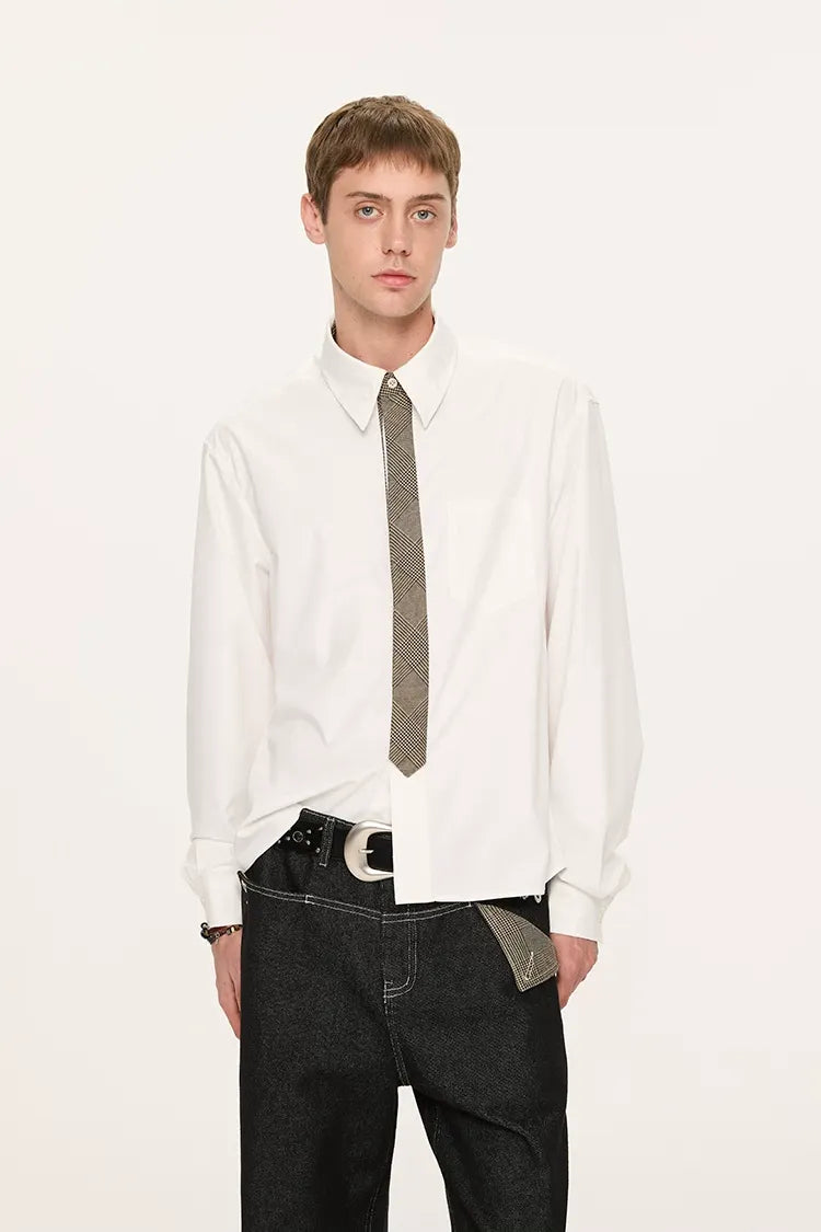 Plaid Tie-Front Long-Sleeve Shirt