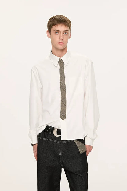 Plaid Tie-Front Long-Sleeve Shirt
