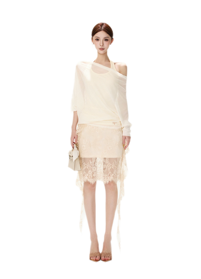 Sheer Batwing Off-Shoulder Top