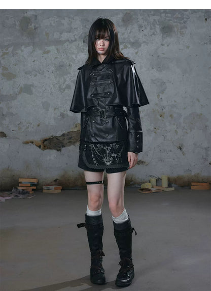 Distressed Cape Buckle Jacket