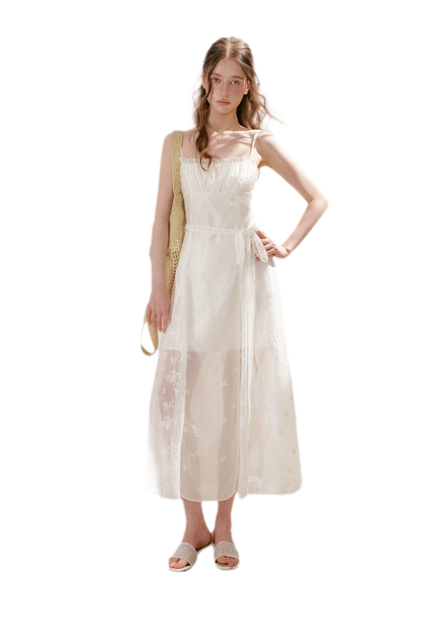 French Embroidered A-line Dress