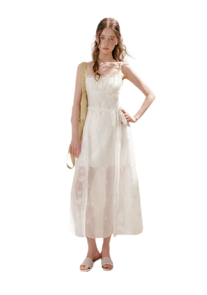 French Embroidered A-line Dress