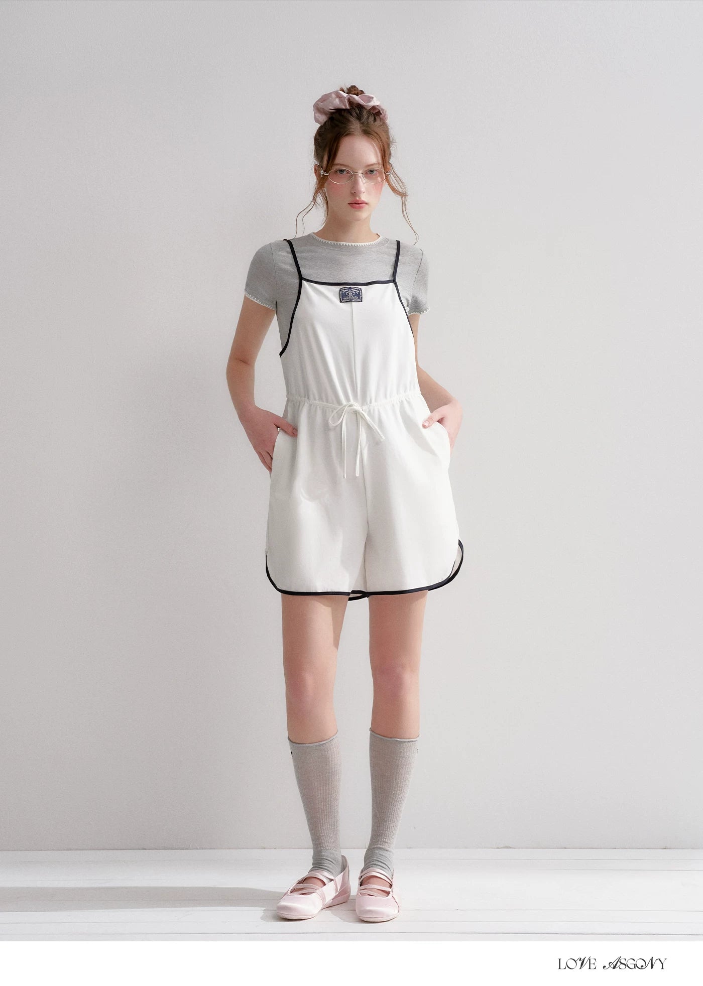 Contrast Piping Drawstring Waist Jumpsuit