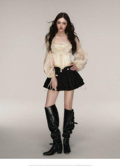 Lace Jacquard Corset Top