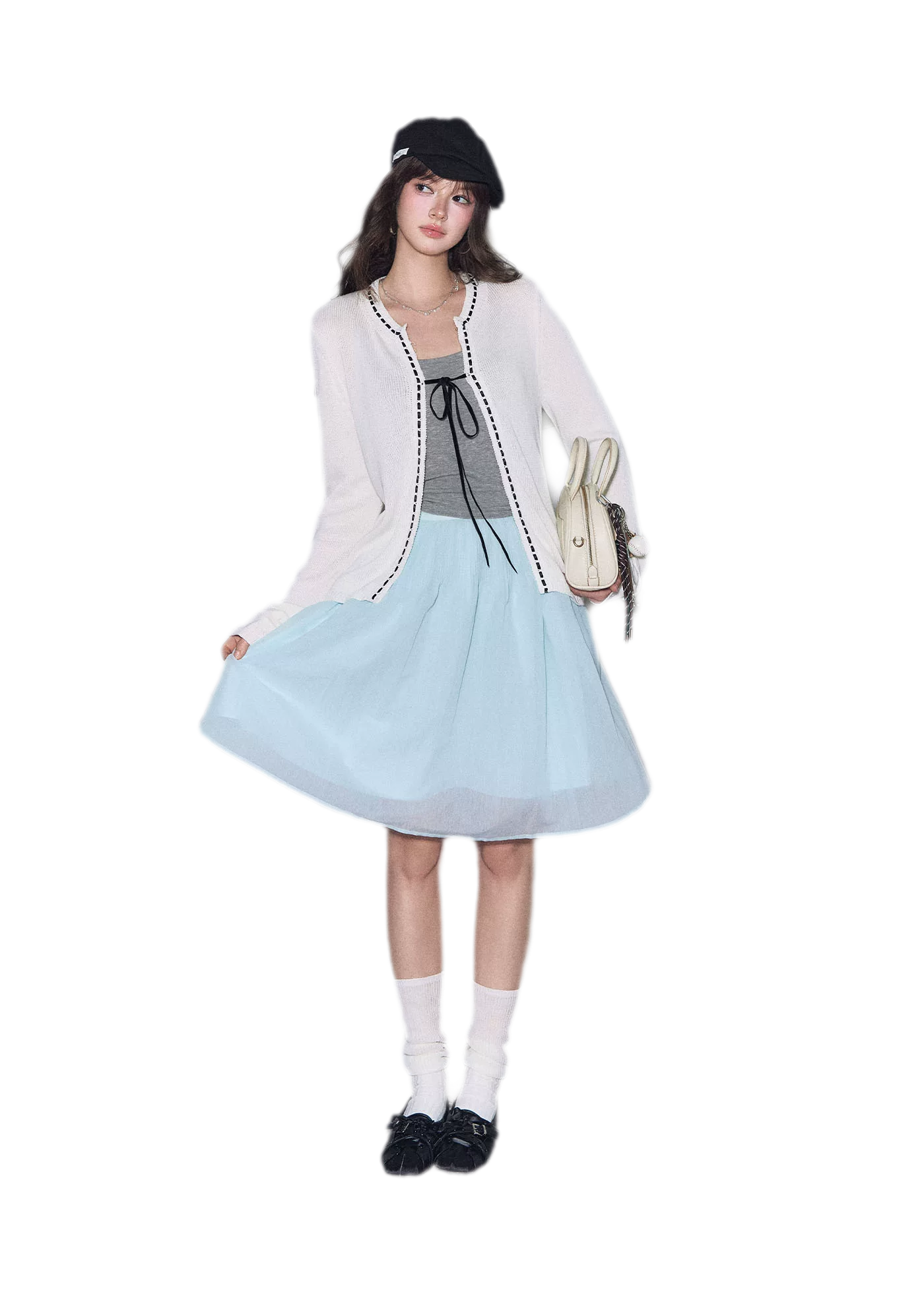 Fine Knit Contrast Trim Cardigan