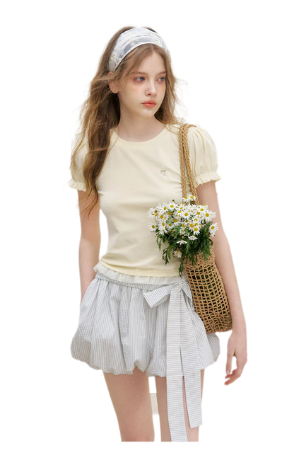 Bow Tie Elastic Waist Casual Shorts