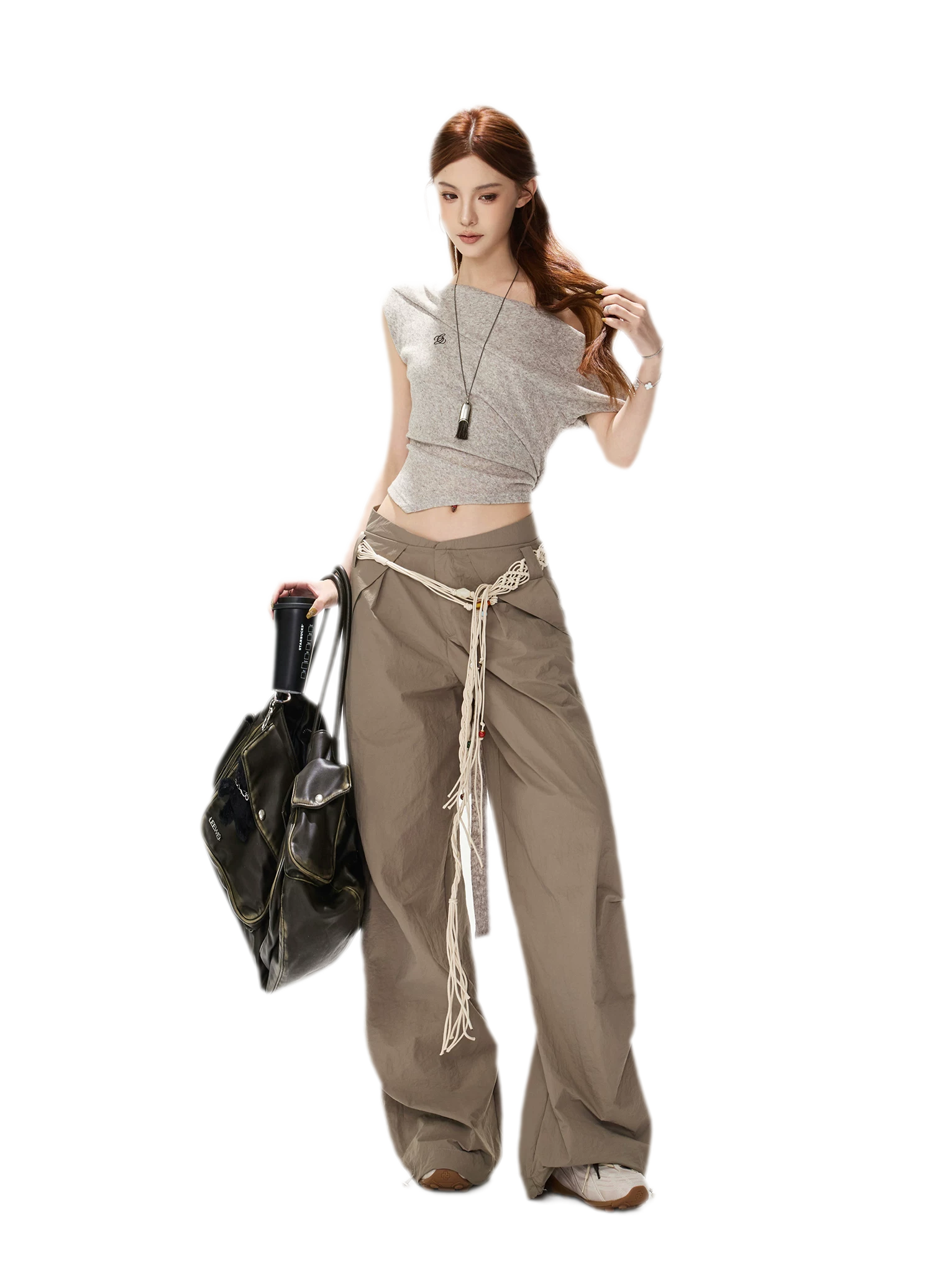 Melange Tie-Waist Skirt Set