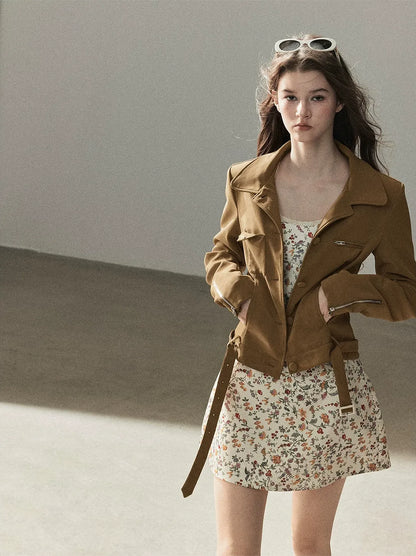 Soft Suede Cropped Utility Jacket