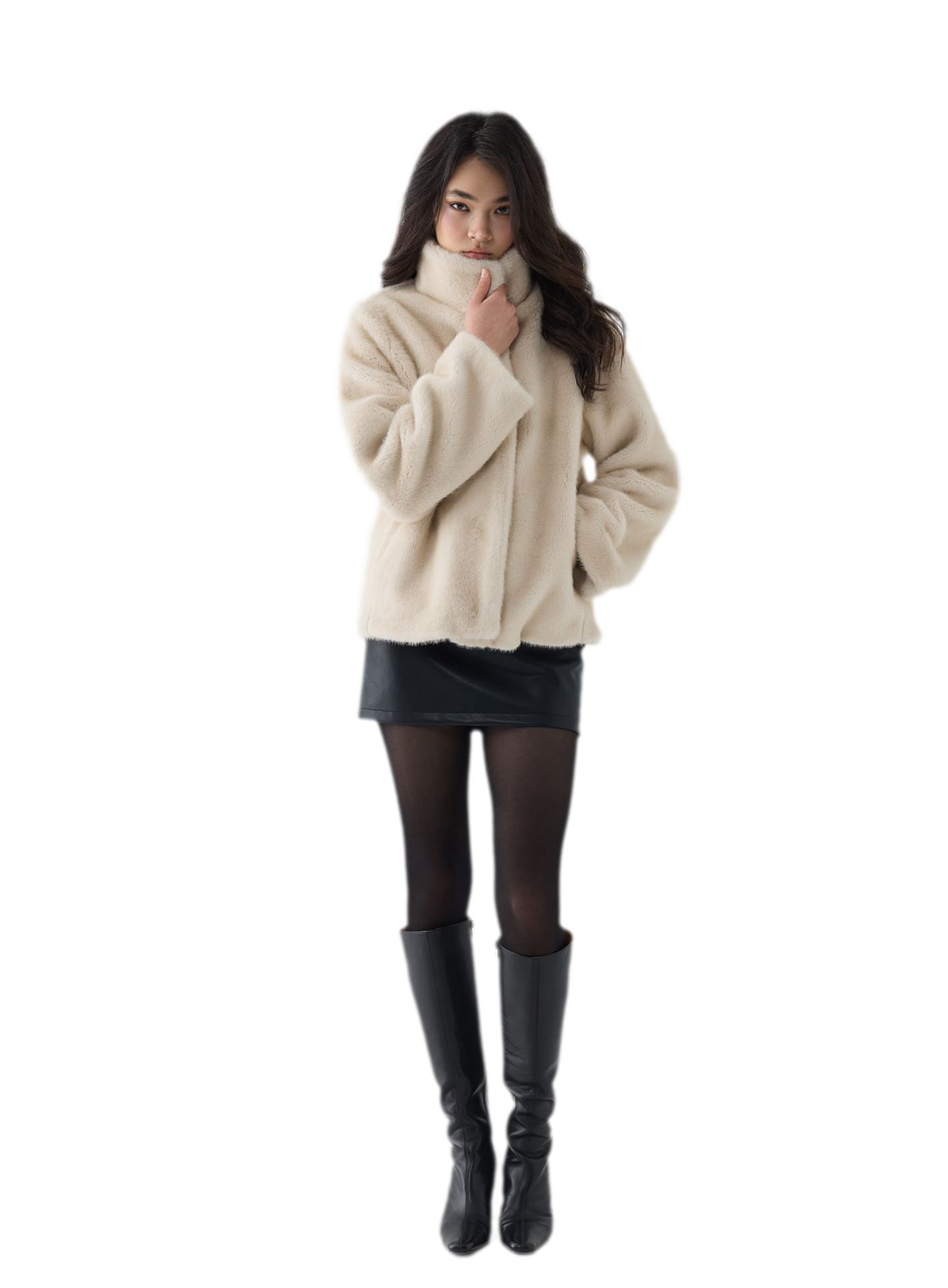 Eco-Friendly Cropped Faux Fur Jacket