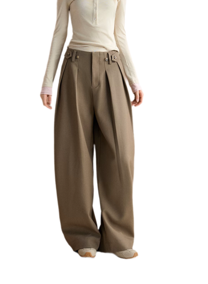 Double Pleat Curved Trousers