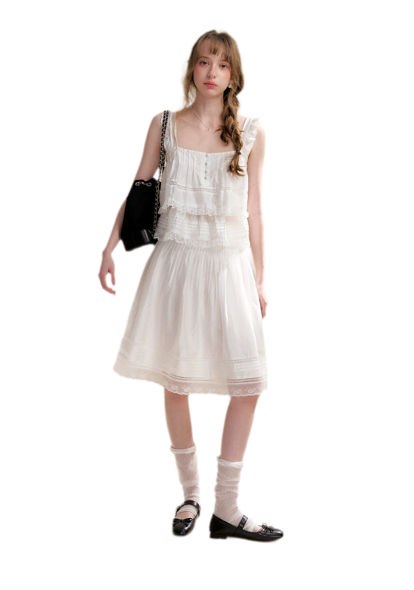Lace Edge Camisole and Skirt Set