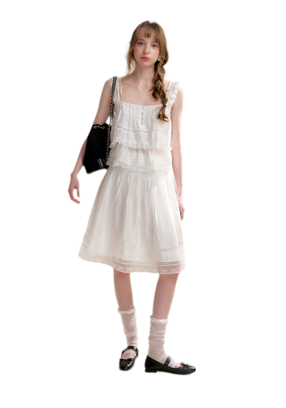 Lace Edge Camisole and Skirt Set