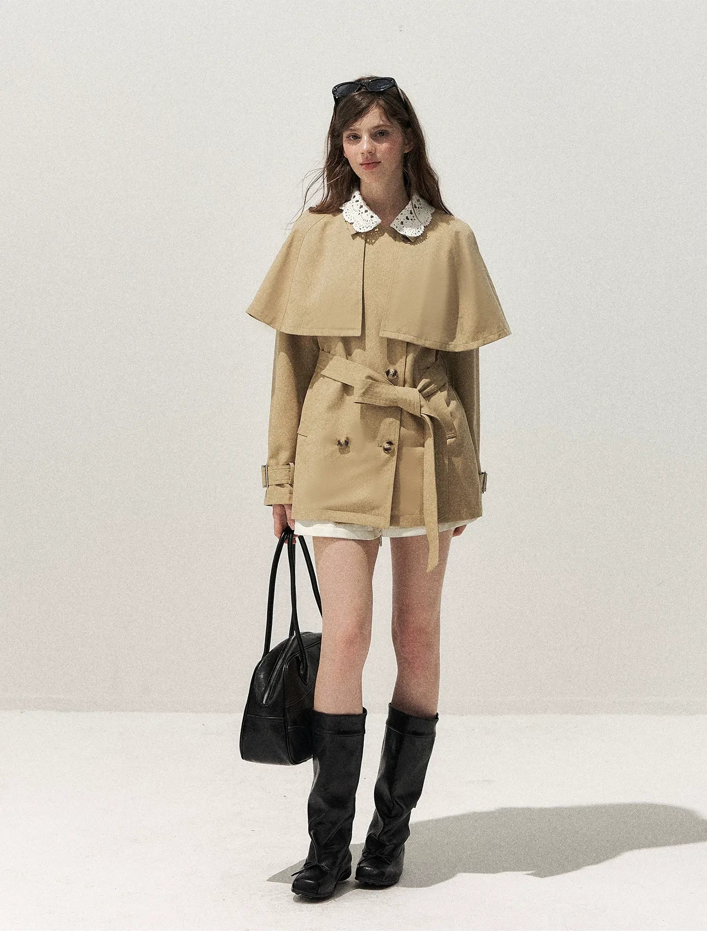 Crochet Cape Trench Coat