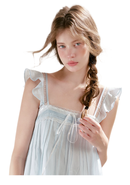 Pleated Lace A-Line Dress