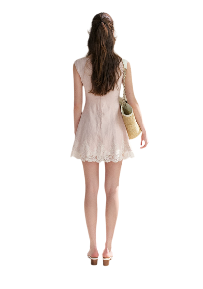 Lace Trim A-Line Short Dress