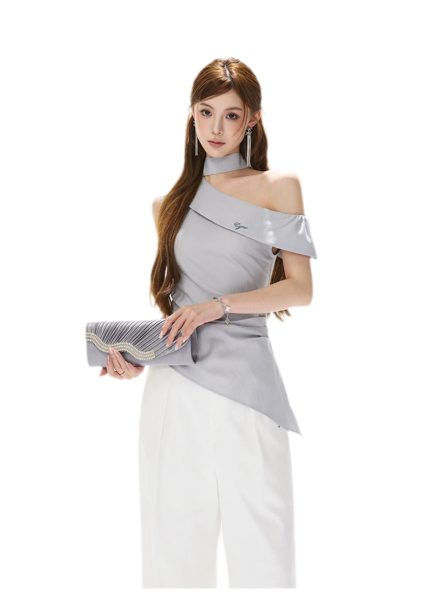 Asymmetrical Halter Blouse
