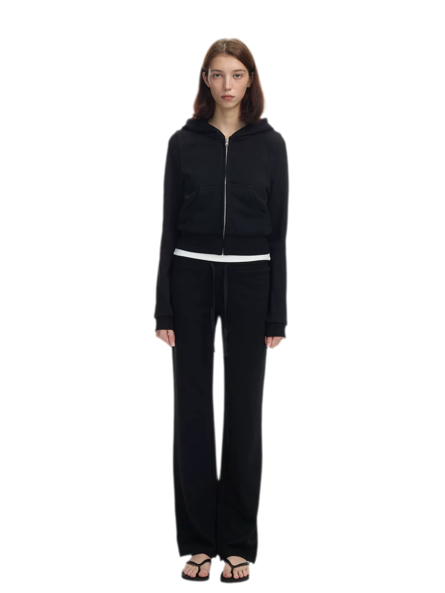 Washed Ribbed Low-Rise Sweatpants