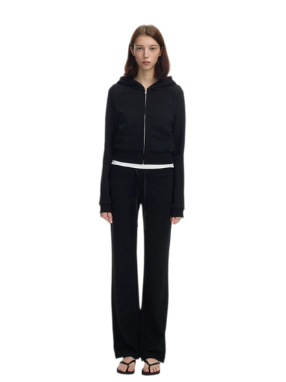 Washed Ribbed Low-Rise Sweatpants